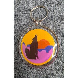 Wolf Howling At Sunset Keychain Paul A
